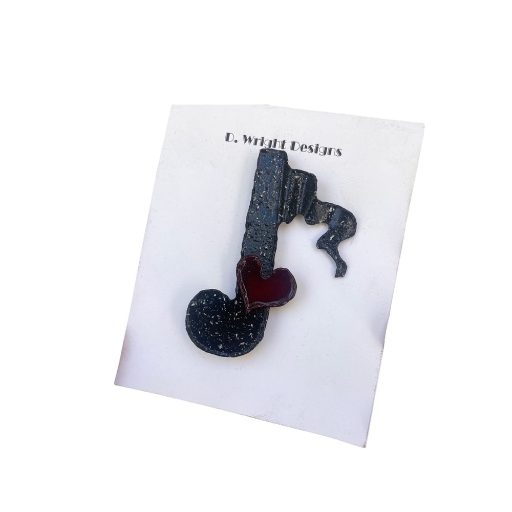 Wright Designs by David Wright VTG Metal Art Musical Note Pin/ Brooch